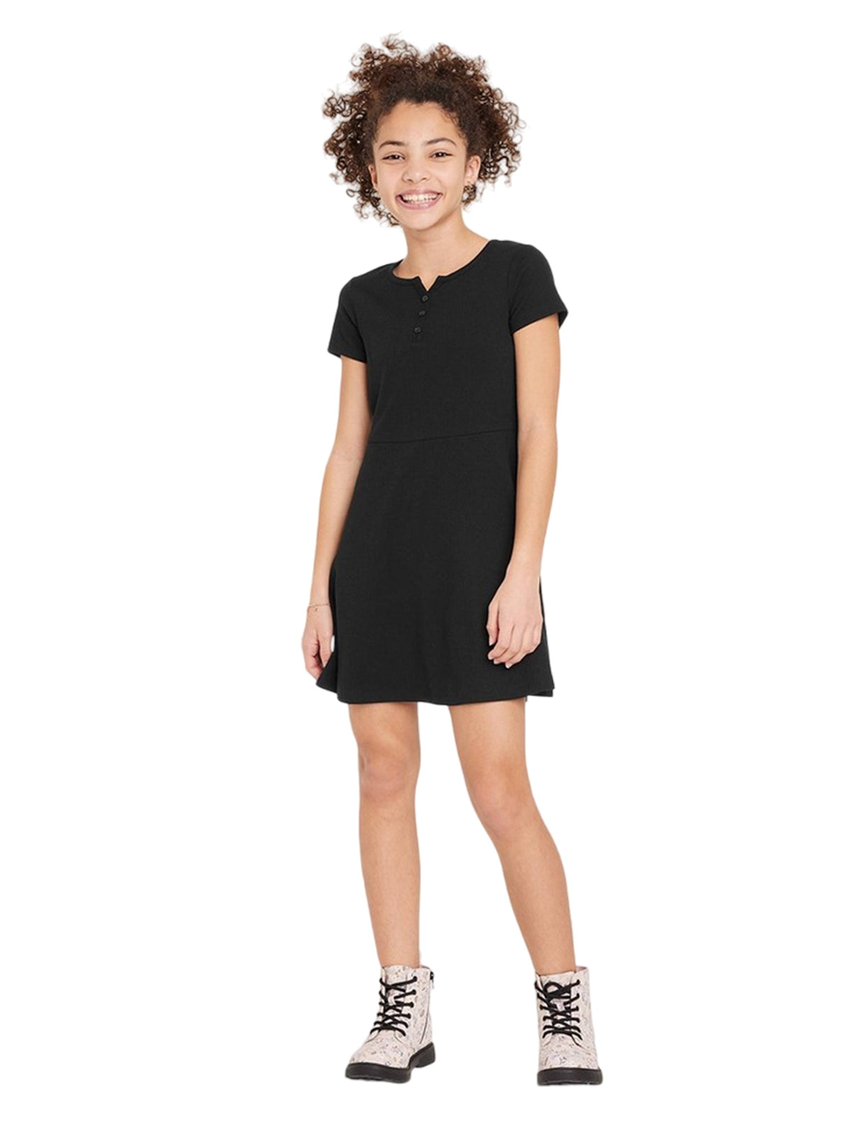 Image for Kids Girl's Ribbed Dress,Black