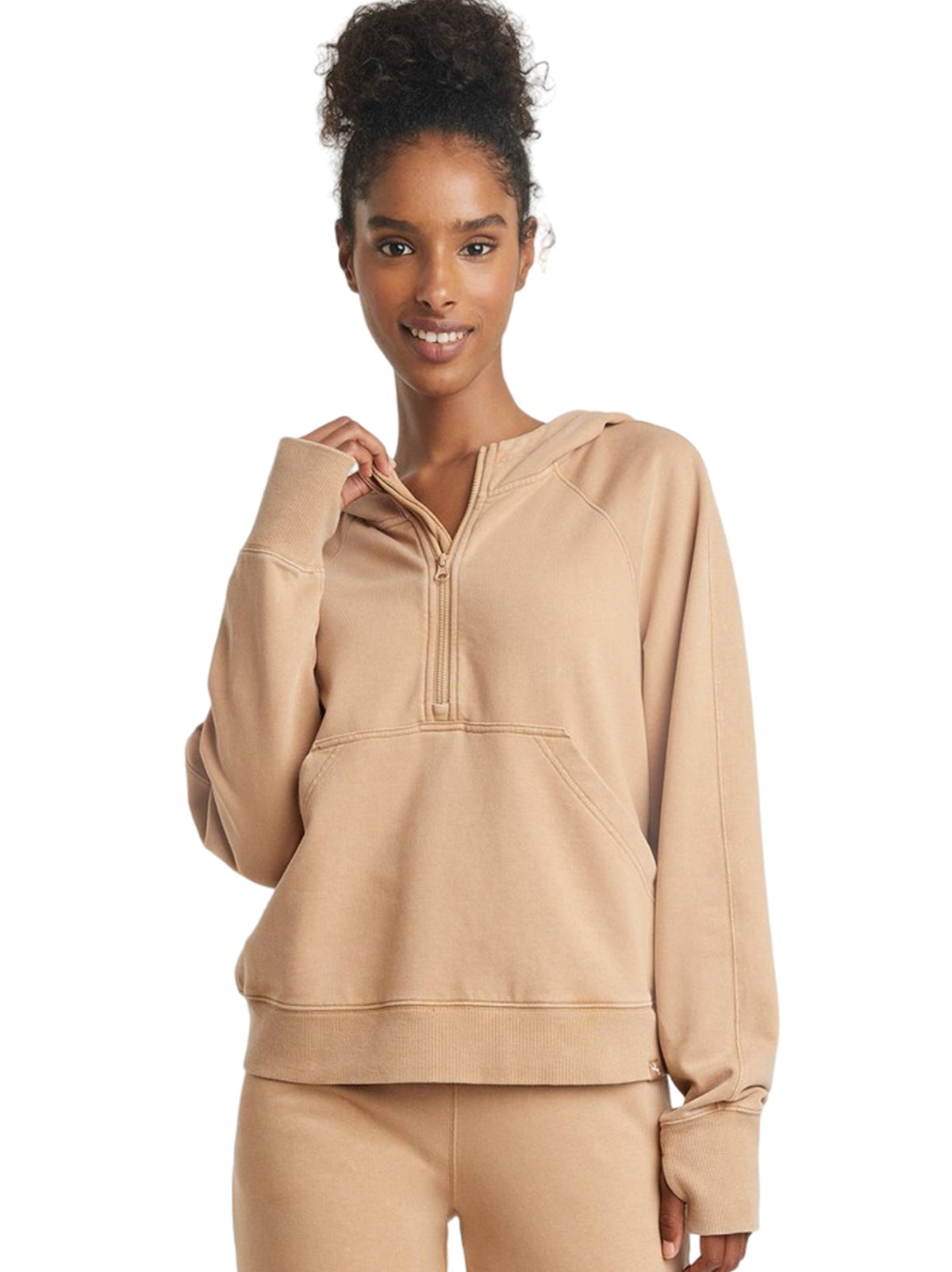 Image for Women's Plain Solid Hoodie,Beige