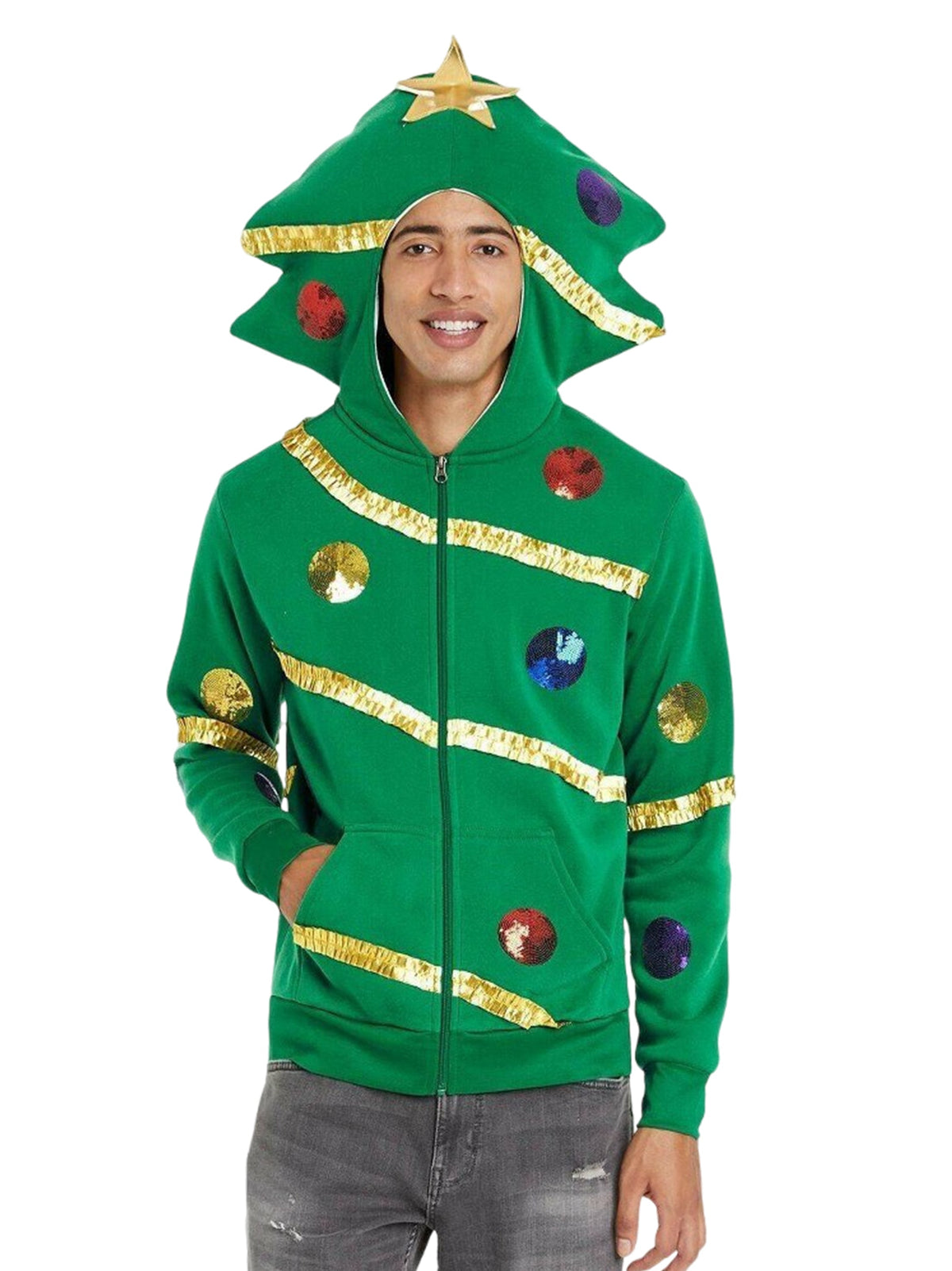 Image for Men's Christmas Tree Sweatshirt,Green