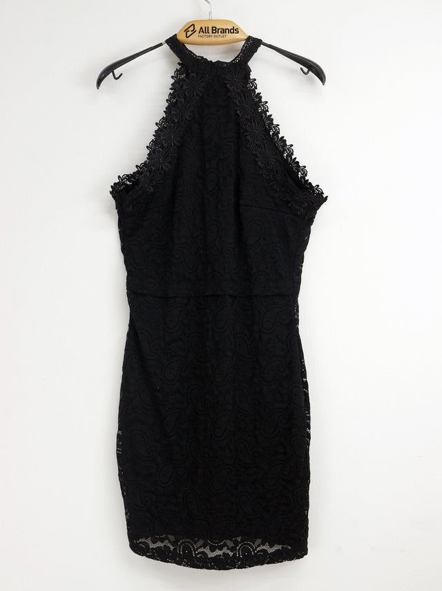 Image for Women's Floral Embroidered Dress,Black