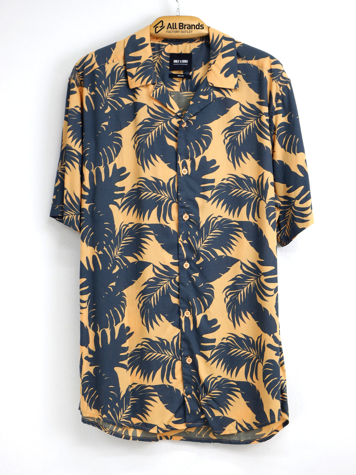 Image for Men's Floral Printed Chemise,Navy/Orange