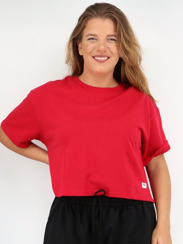 Image for Women's Brand Logo Printed Top,Red