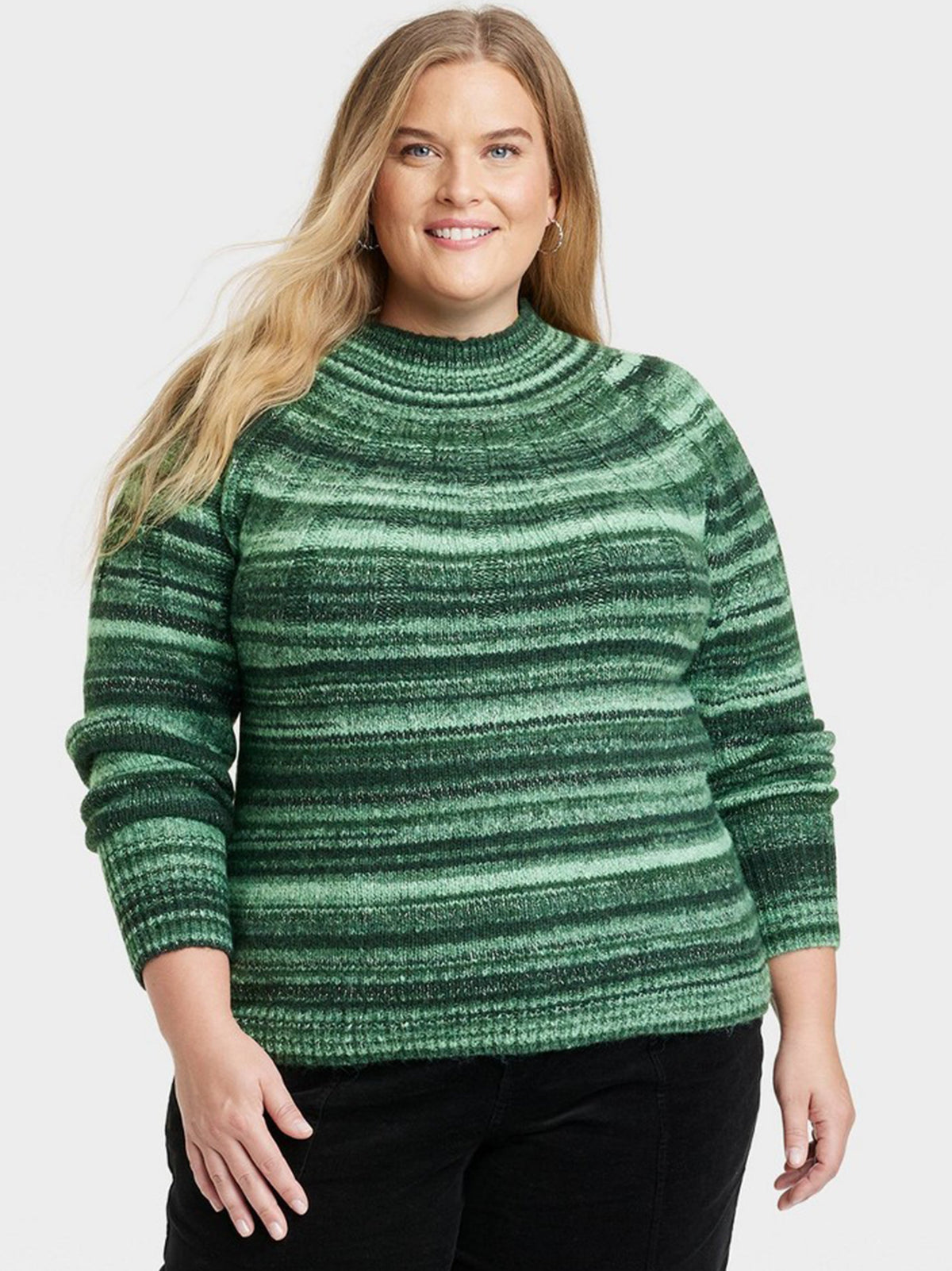 Image for Women's Striped Sweaters,Green