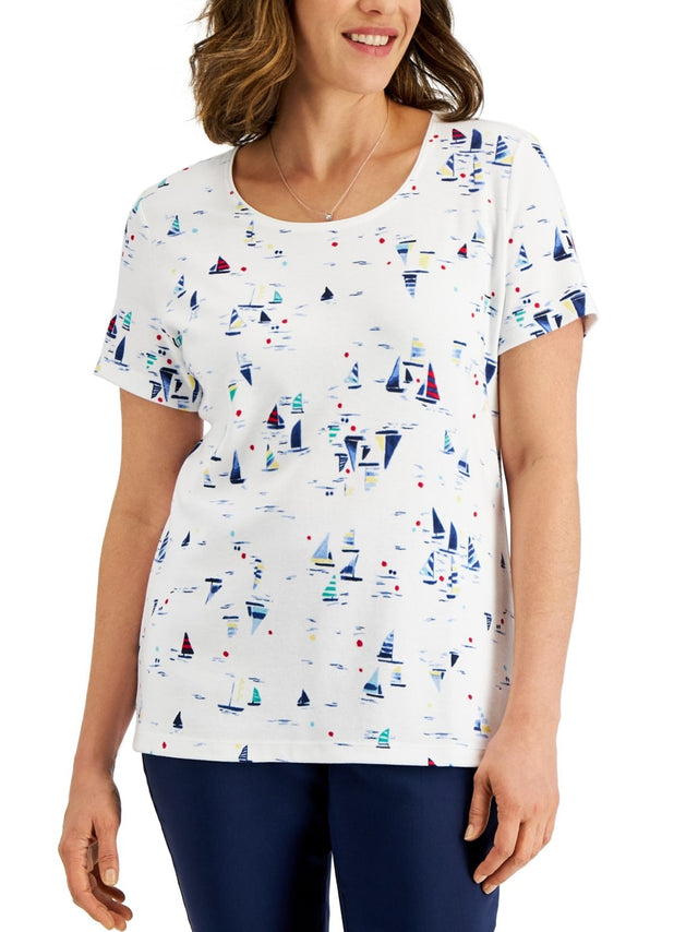 Image for Women's Graphic Printed T-Shirt,White
