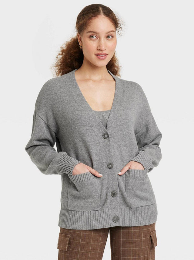 Image for Women's Plain Solid Cardigan,Light Grey
