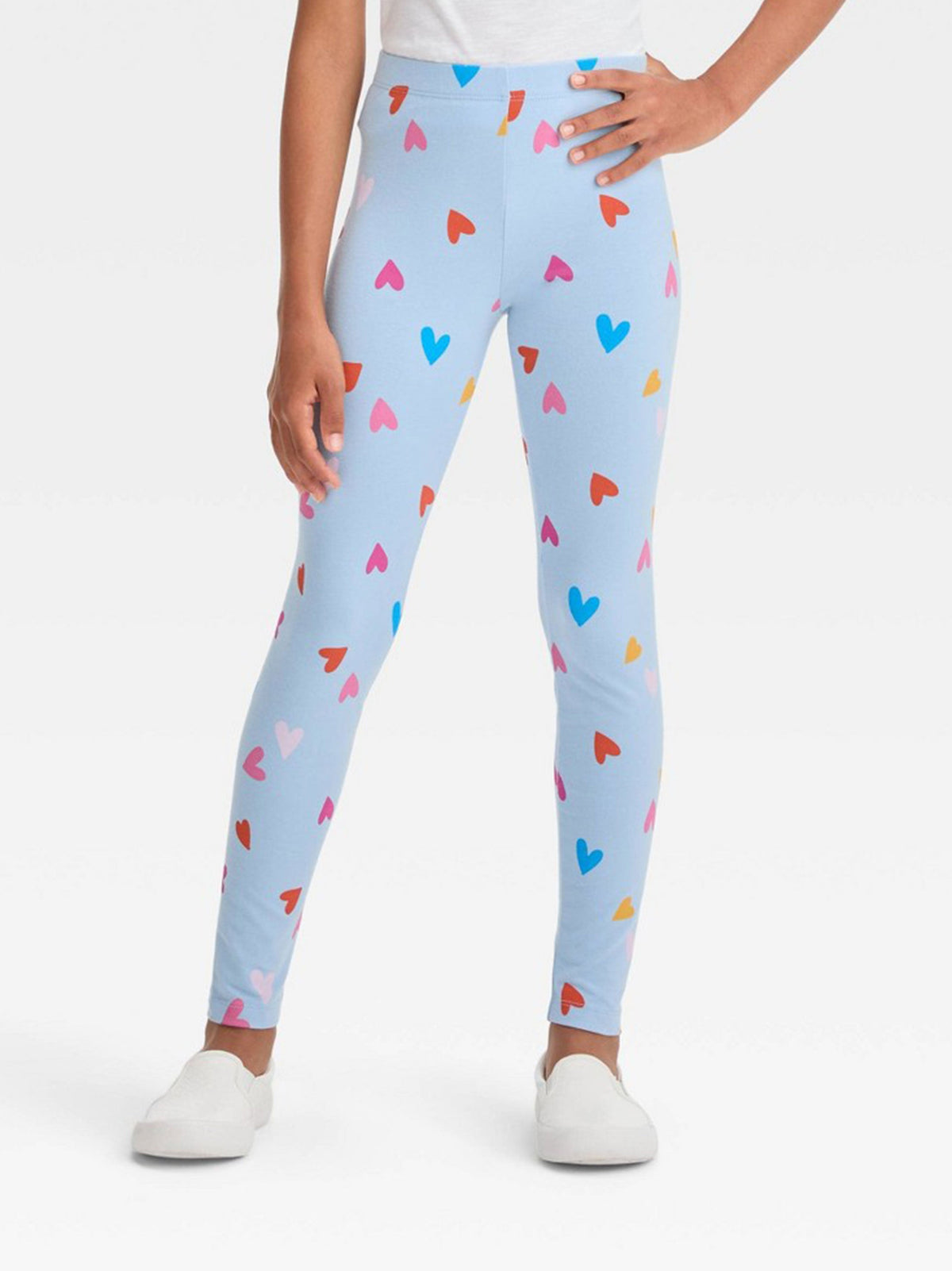 Image for Kids Girl's Heart Printed Legging,Light Blue