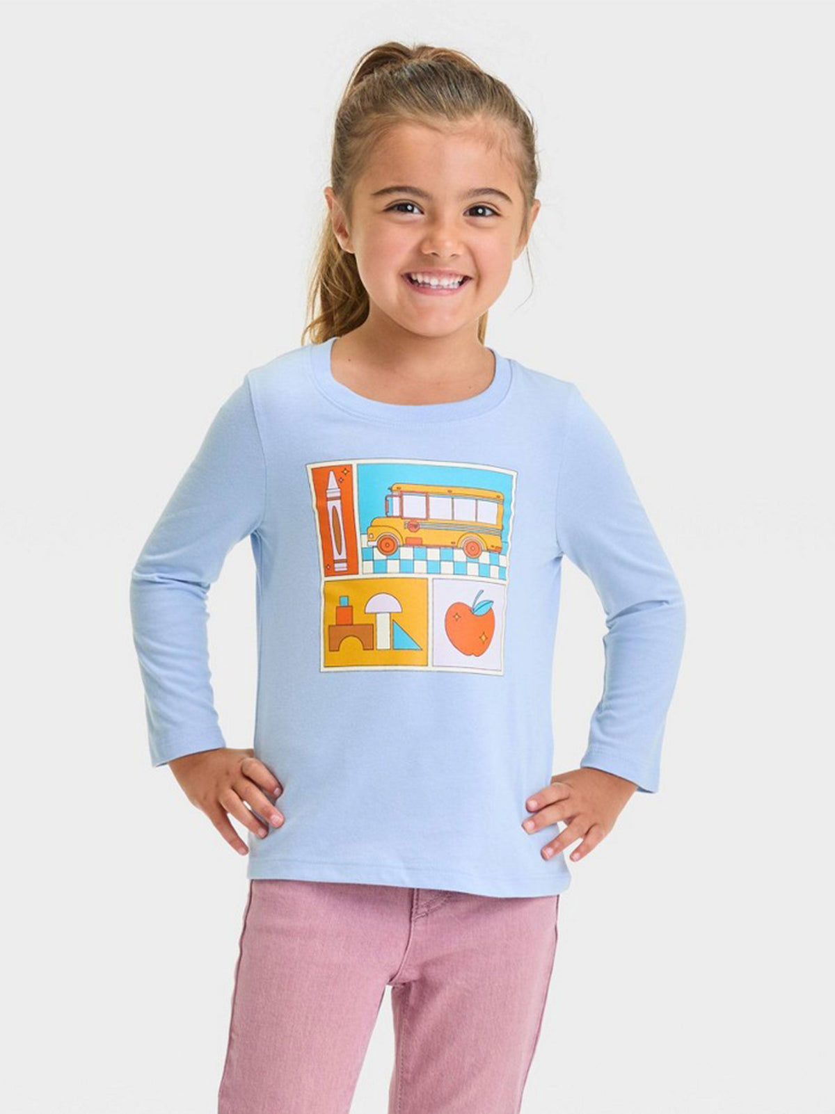 Image for Kids Girl's Graphic Printed Top,Light Blue