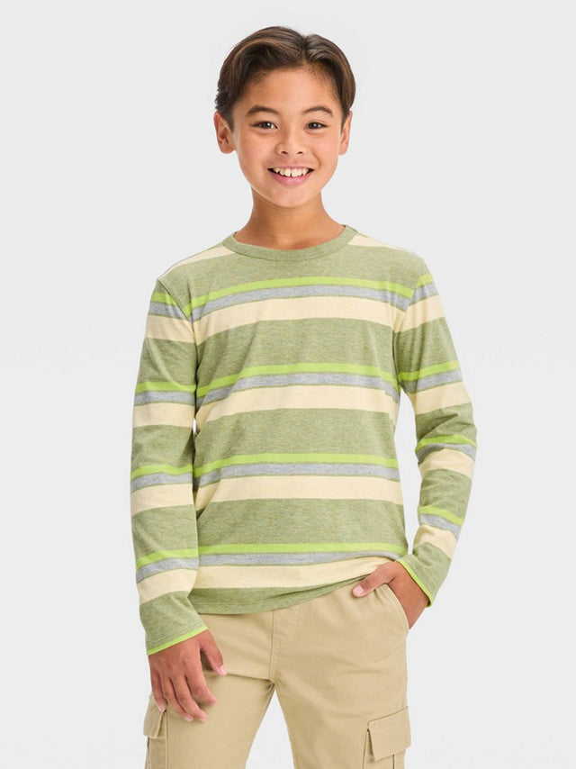Image for Kids Boy Striped Top,Olive
