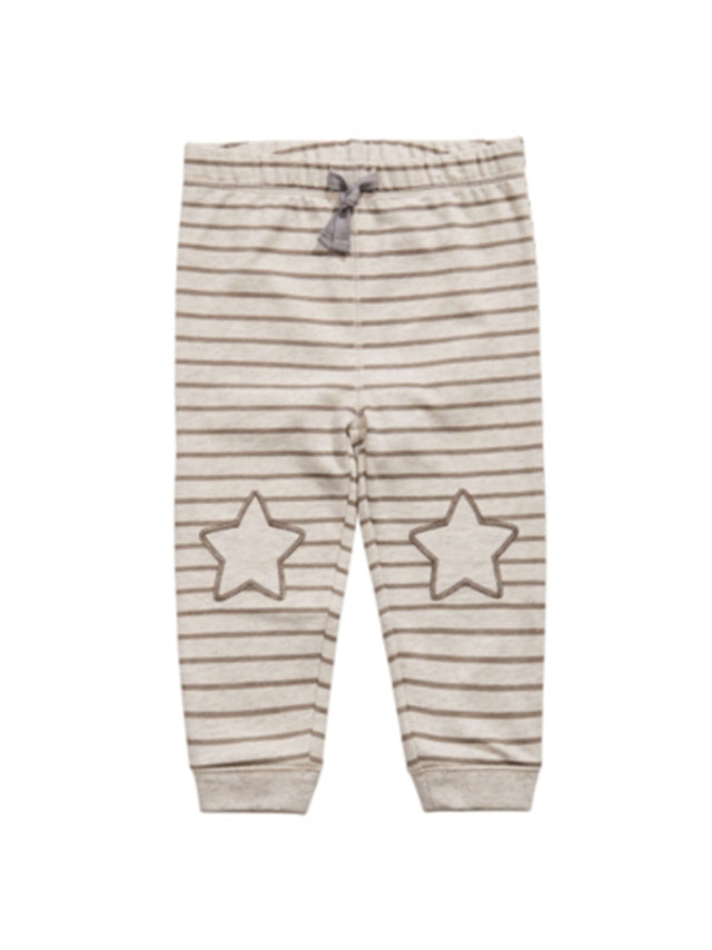 Image for Kids Boy's Star Patched Striped Pant,Light Beige