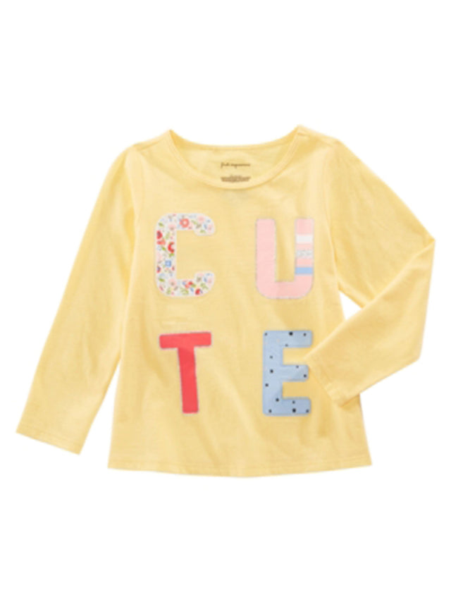 Image for Kids Girl's Graphic Embroidered T-Shirt,Yellow
