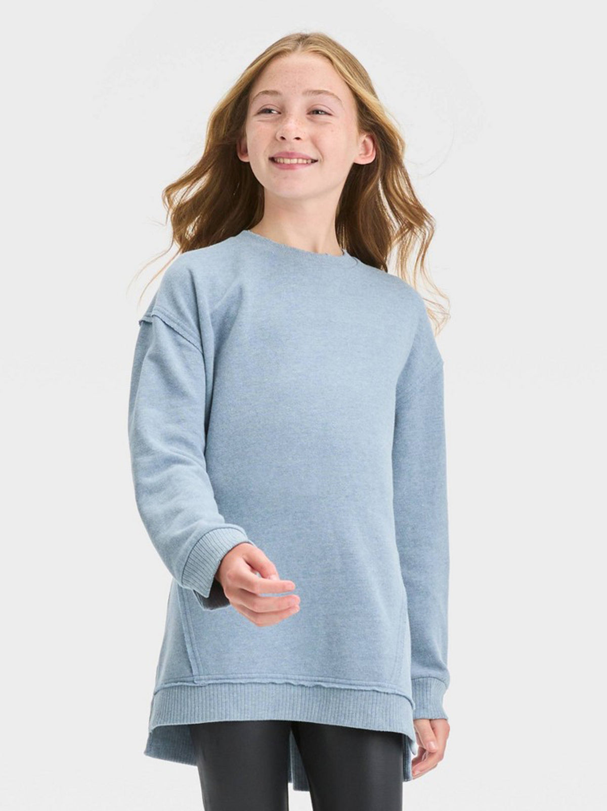 Image for Kids Girl's Plain Solid Sweatshirt,Light Blue