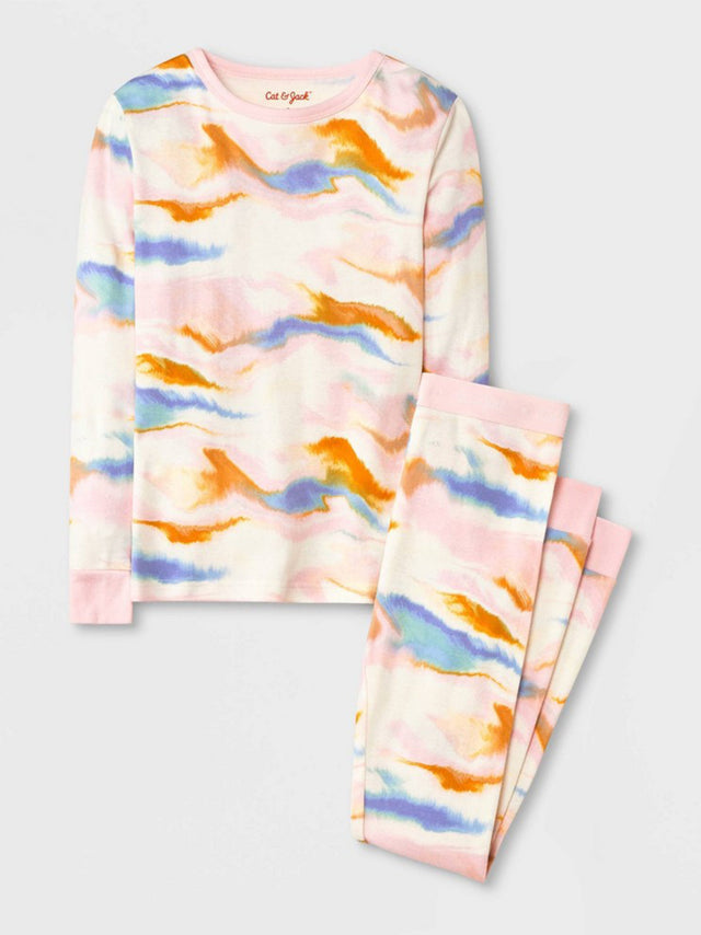 Image for Kids Girl's 2 Pcs Tie Dye Top & Bottom Sleepwear Set,Multi