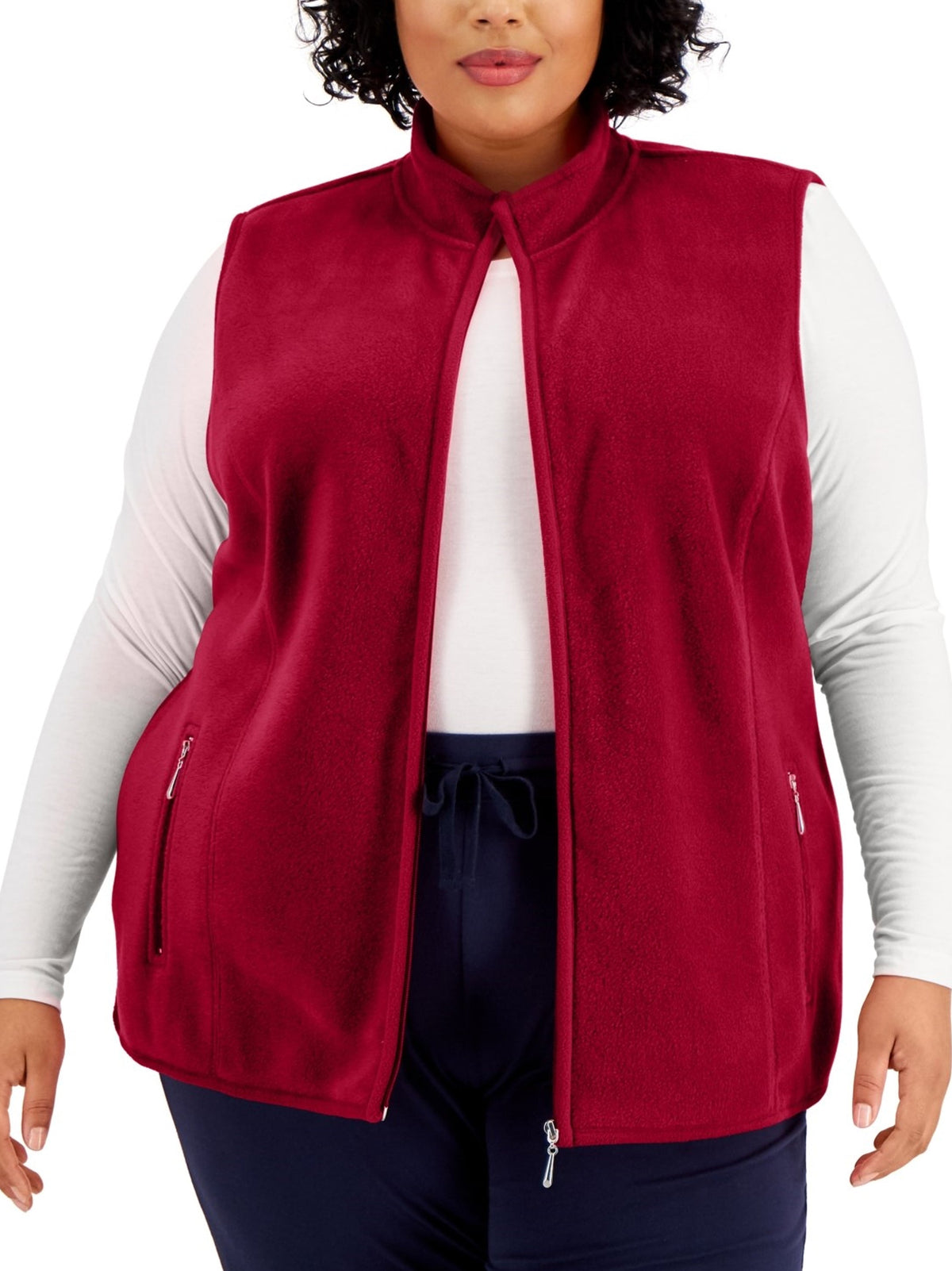 Image for Women's Plain Fleece Vest,Red