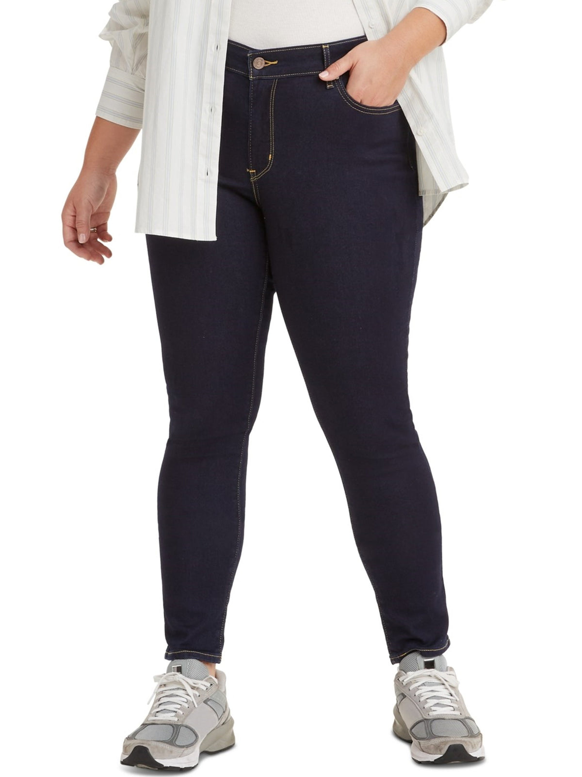 Image for Women's Plain Skinny Jeans,Navy