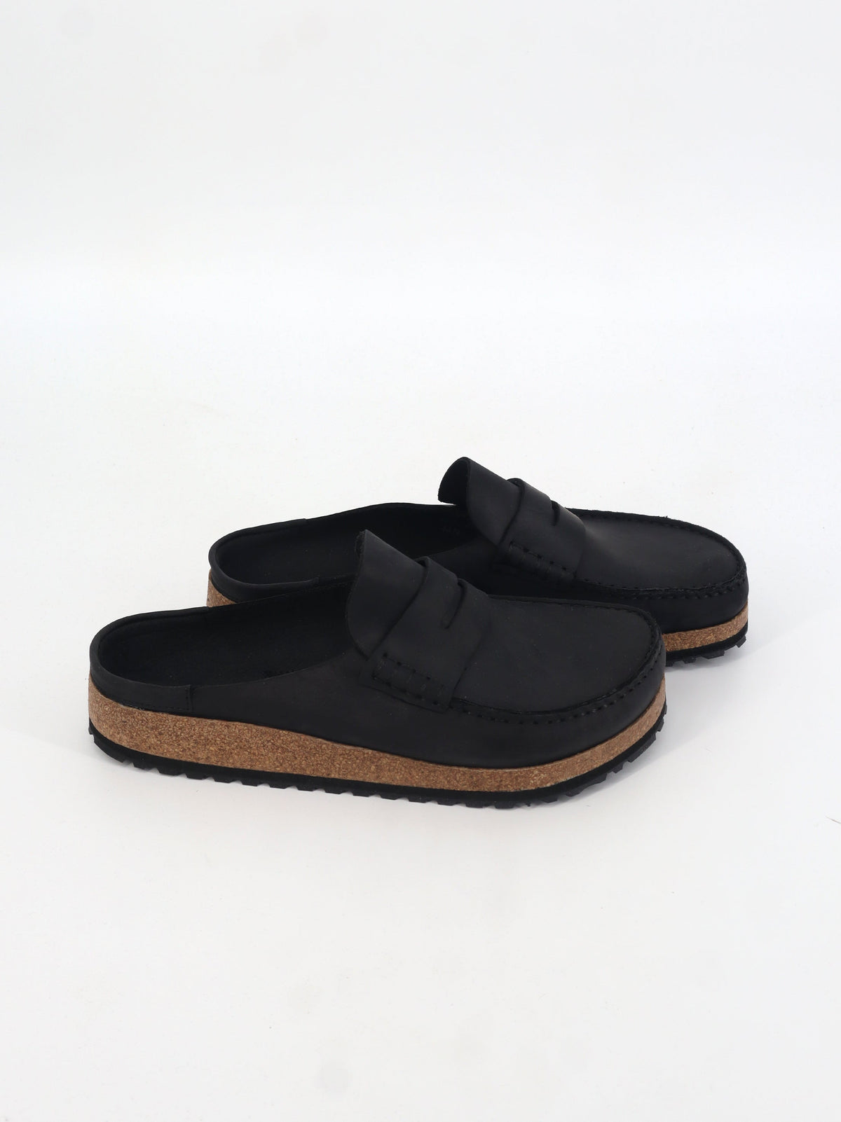Image for Men's Plain Oiled Leather Slides,Black