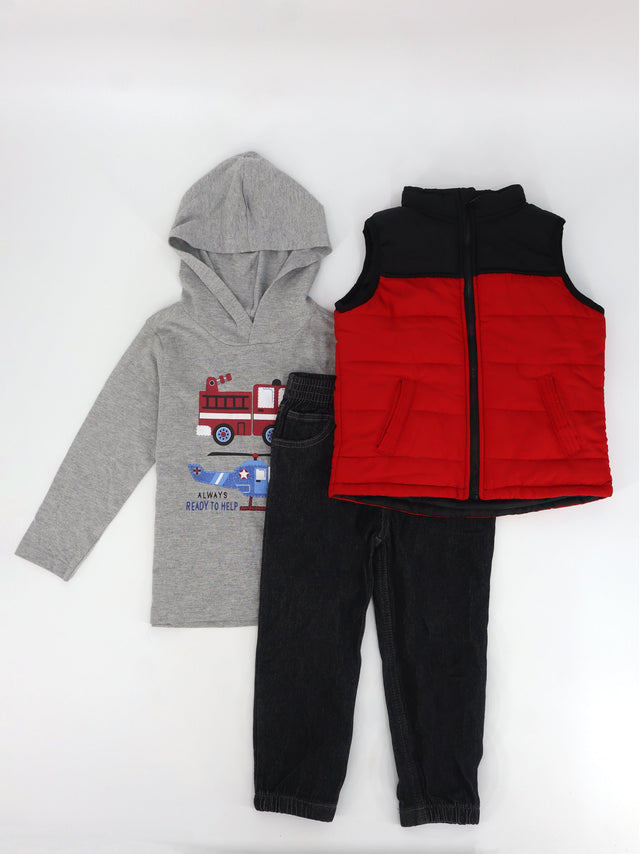 Image for Kids Boy's 3 pes Graphic Printed Set,Grey/Black/Red