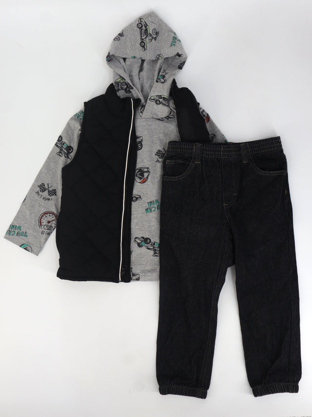 Image for Kids Boy's 3 pes Graphic Printed Set,Grey/Black