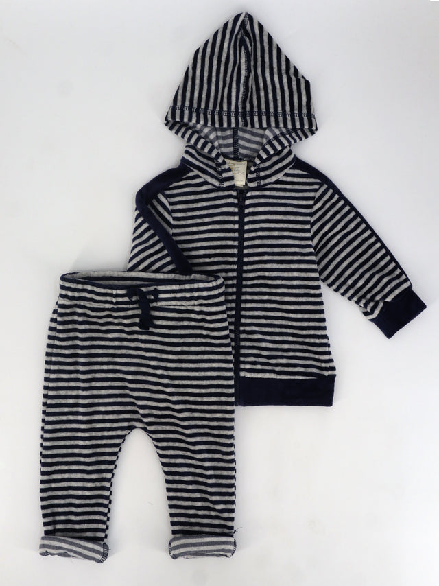 Image for Kids Boy's Striped Top & Bottom Sleepwear Set,White/Navy