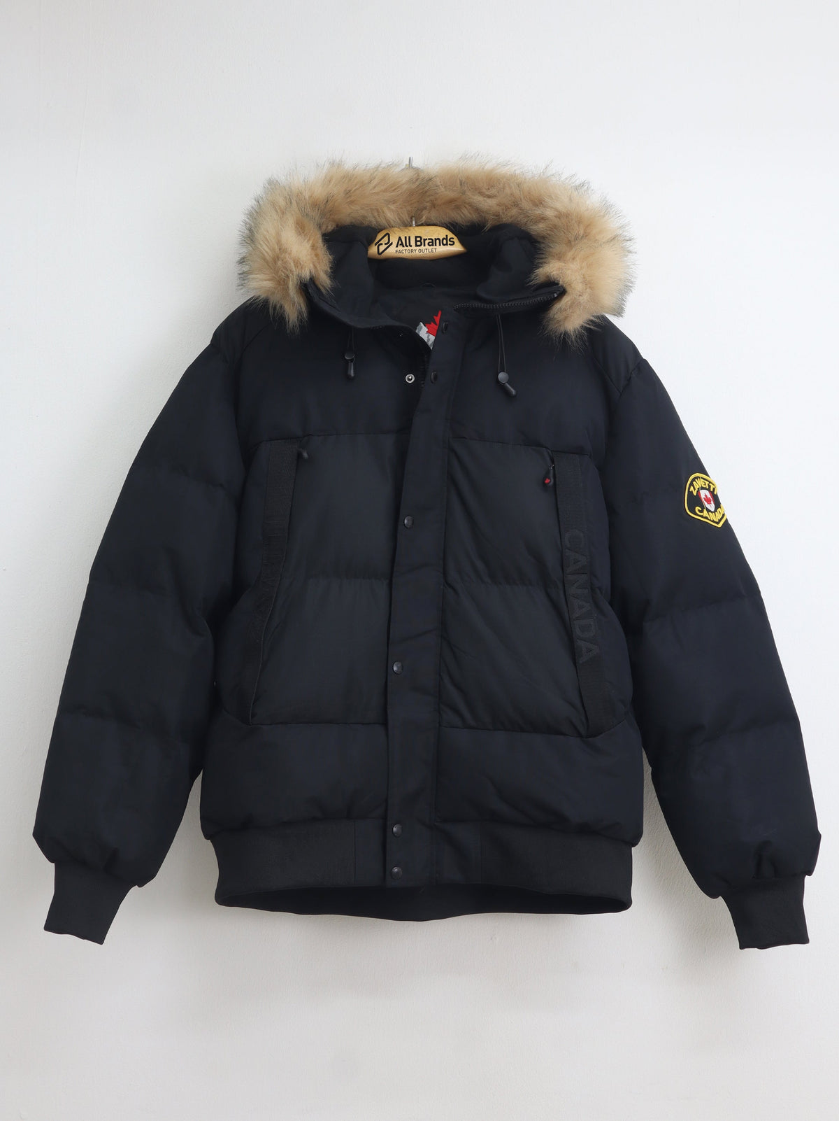 Image for Men's Brand Logo Embroidered Puffer Jacket,Black