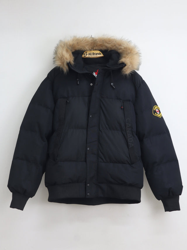 Image for Men's Brand Logo Embroidered Puffer Jacket,Black