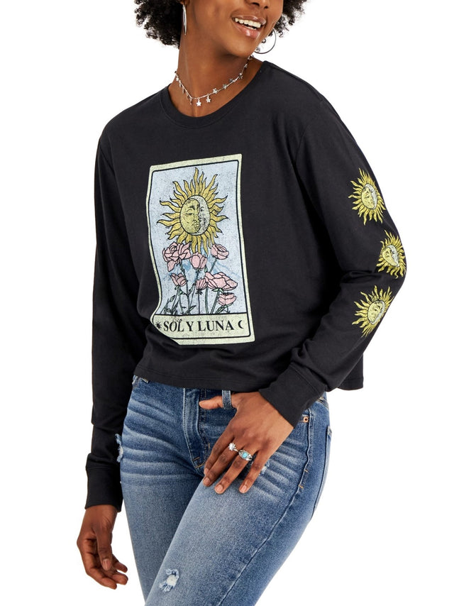 Image for Women's Graphic Printed Top,Black