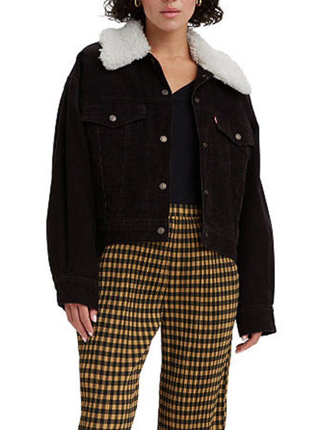 Image for Women's Sherpa Neck Baggy Jacket,Black