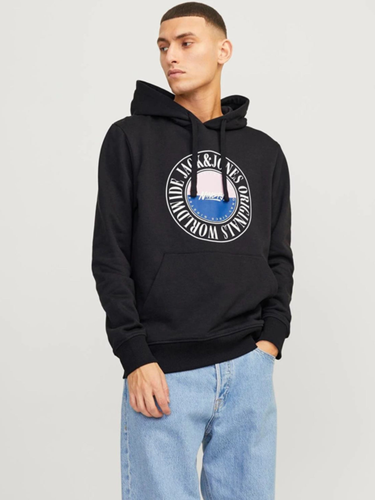 Image for Men's Graphic Printed Hoodie,Black