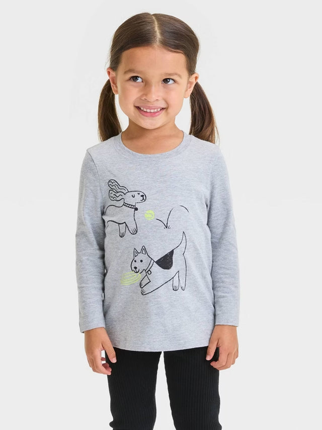 Image for Kids Girl's Graphic Printed Top,Grey