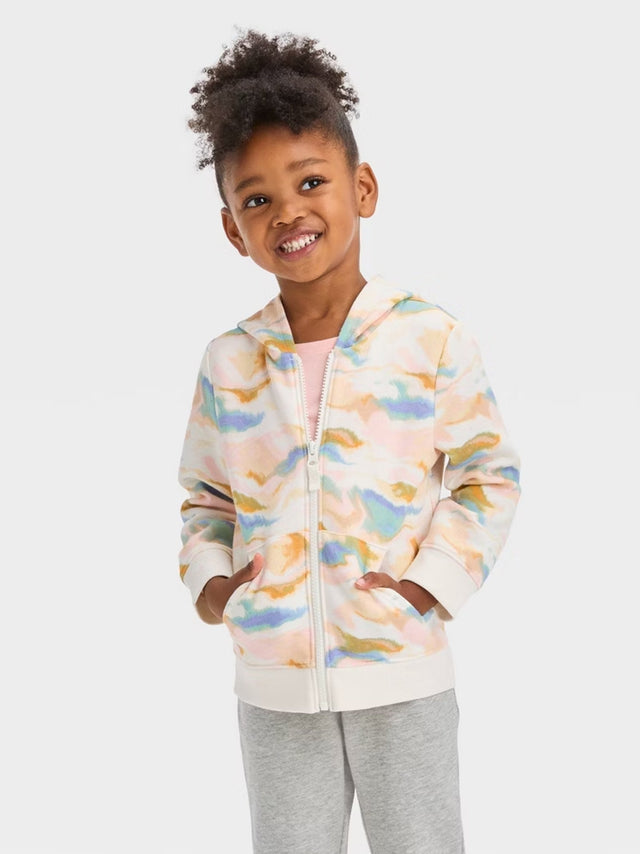Image for Kids Girl's  Fleece Zip-up Tie-Dye Hoodies,Multi