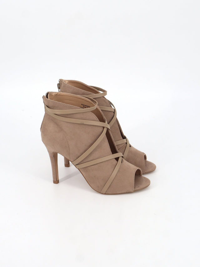 Image for Women's Suede Leather High Heels Sandals,Nude