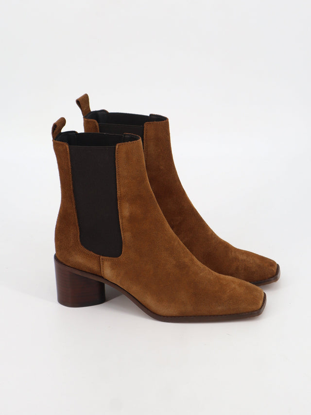 Image for Women's Plain Suede Leather Ankle Boots,Brown