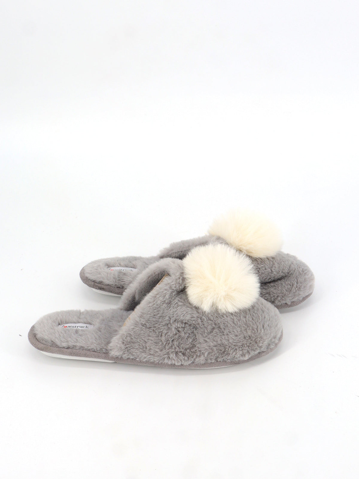 Image for Women's Plain Faux Fur Slippers,Grey