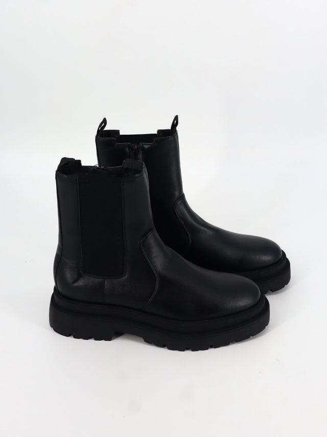 Image for Men's Plain Leather Ankle Boots,Black