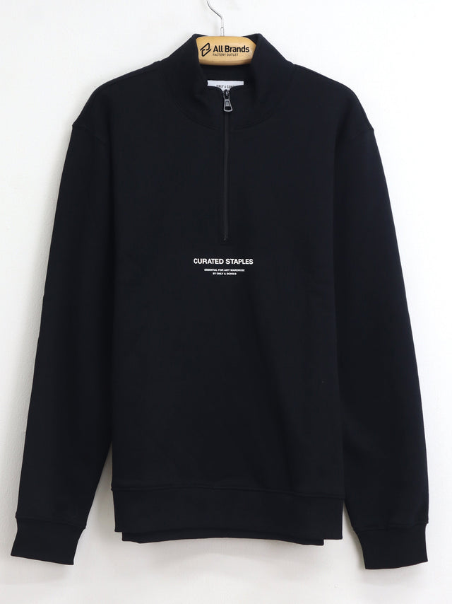 Image for Men's Graphic Printed Half Zip Sweater,Black