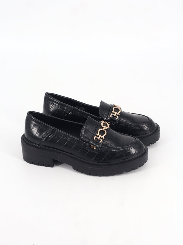 Image for Women's Textured Leather Slip On Shoes,Black