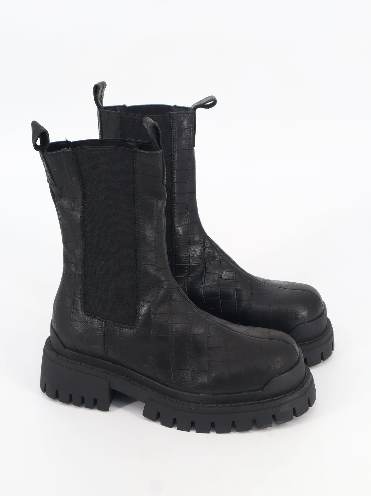 Image for Women's Textured Leather Ankle Boots,Black