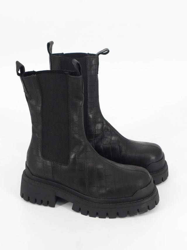 Image for Women's Textured Leather Ankle Boots,Black