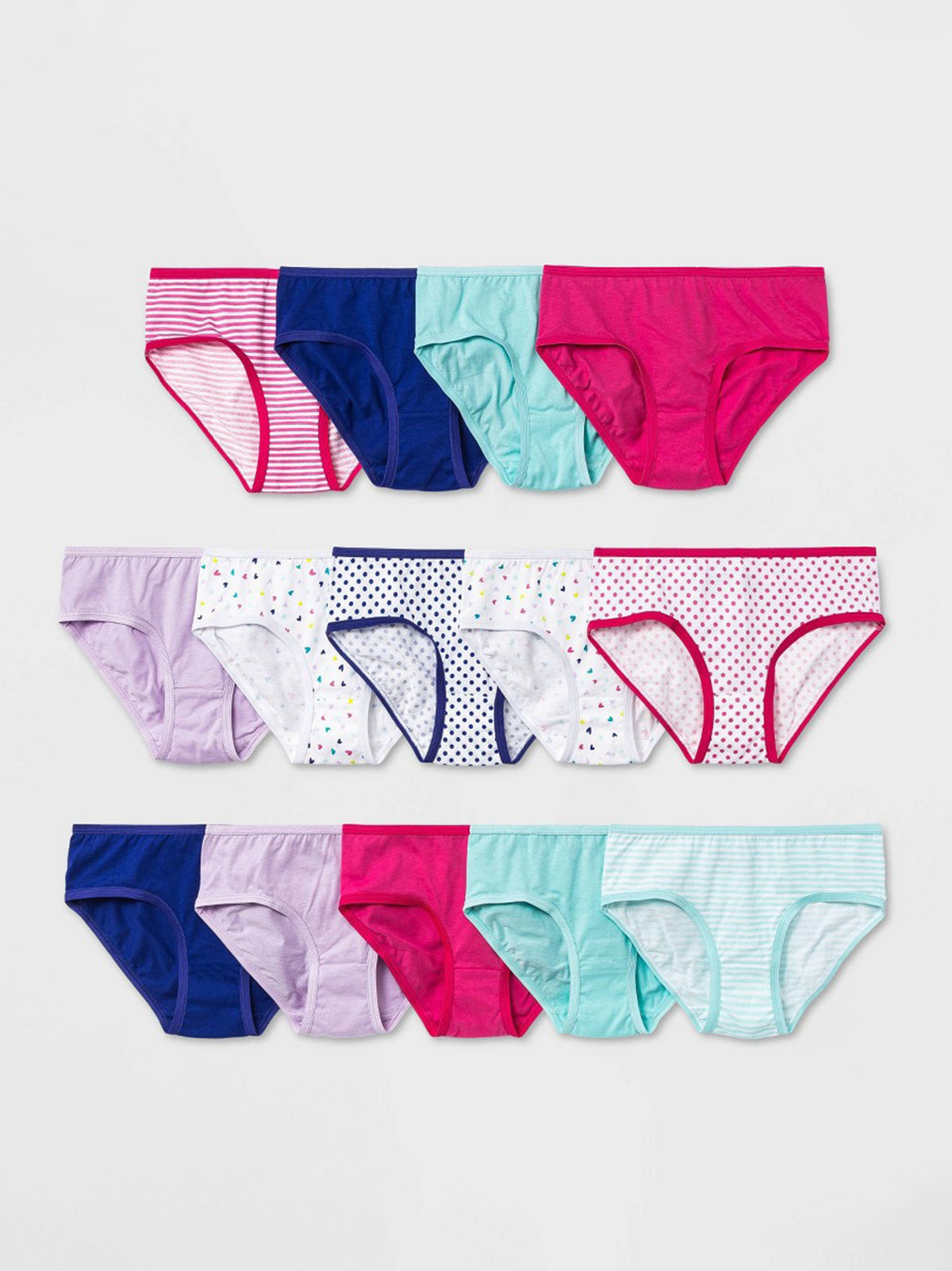 Image for Kids Girl's 14 Pcs Printed Striped Briefs Set,Multi