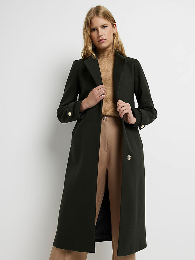 Image for Women's Plain Belted Coat,Dark Olive