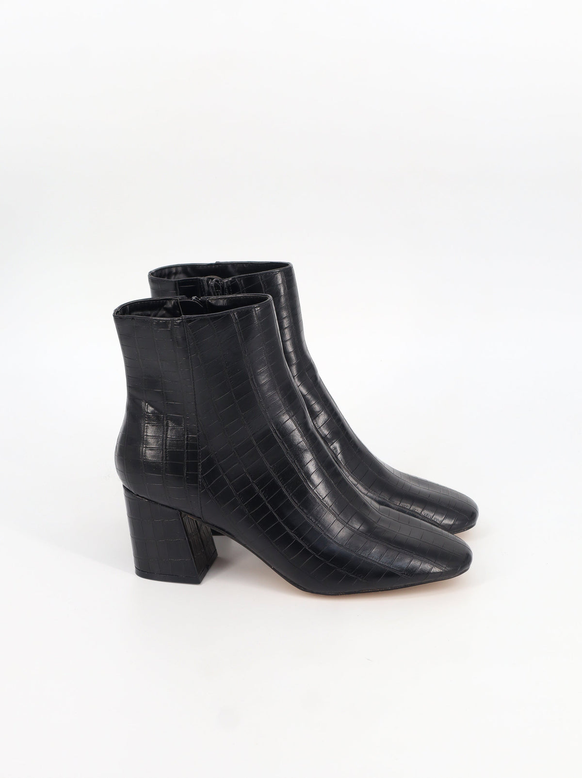 Image for Women's Textured Leather High Heels Ankle Boots,Black