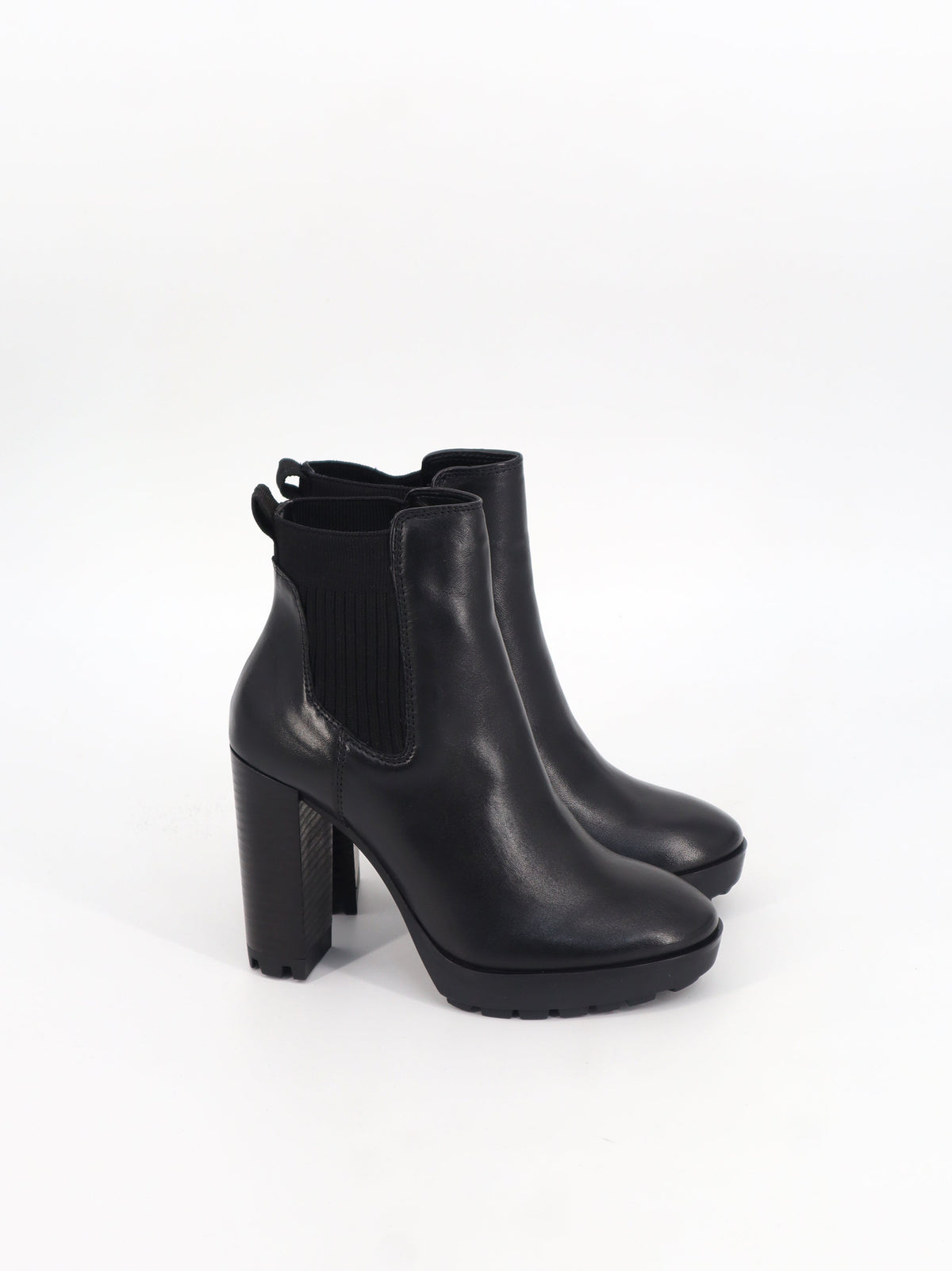 Image for Women's Plain Leather High Heels Ankle Boots,Black