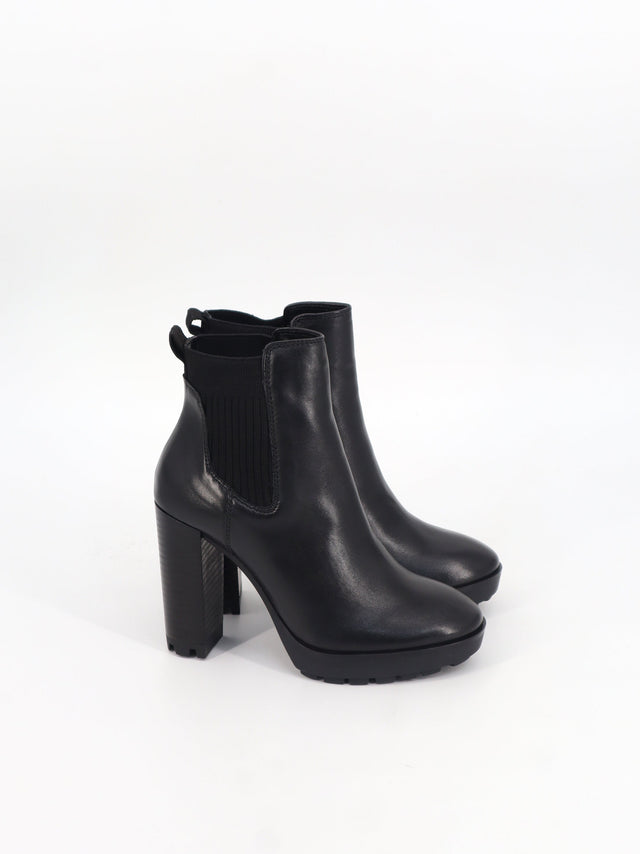 Image for Women's Plain Leather High Heels Ankle Boots,Black
