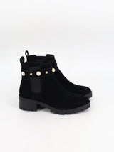 Image for Women's Beads Suede Leather Ankle Boots,Black