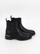 Image for Women's Plain Leather Ankle Boots,Black