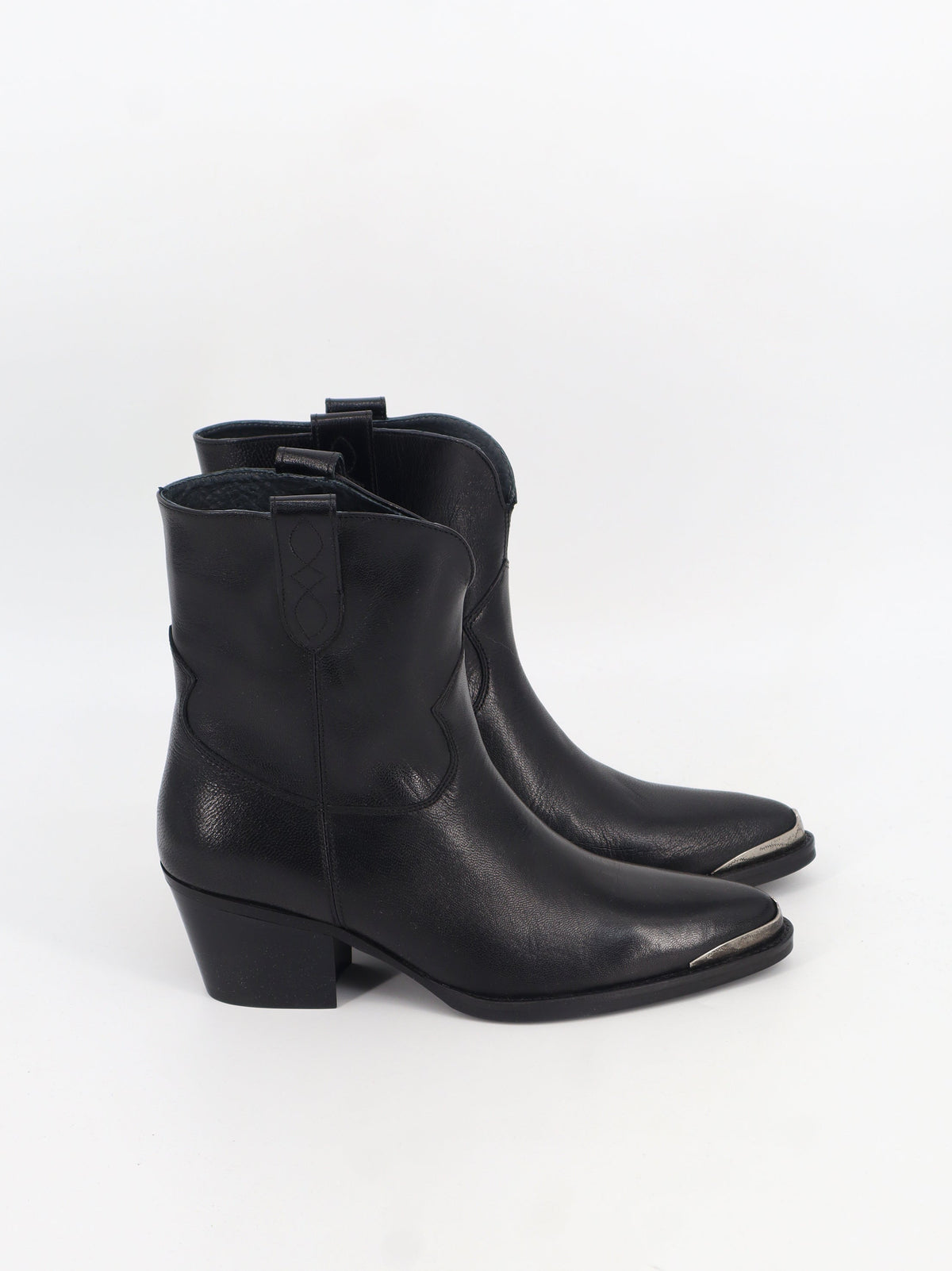 Image for Women's Leather High Heels Ankle Boots,Black