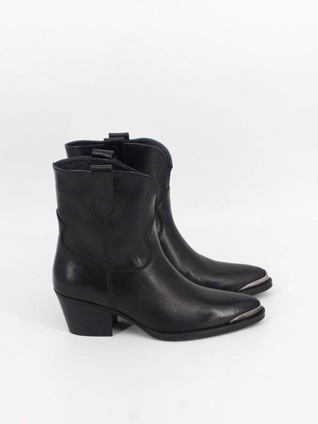 Image for Women's Leather High Heels Ankle Boots,Black