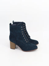 Image for Women's Suede Leather High Heels Ankle Boots,Dark Blue