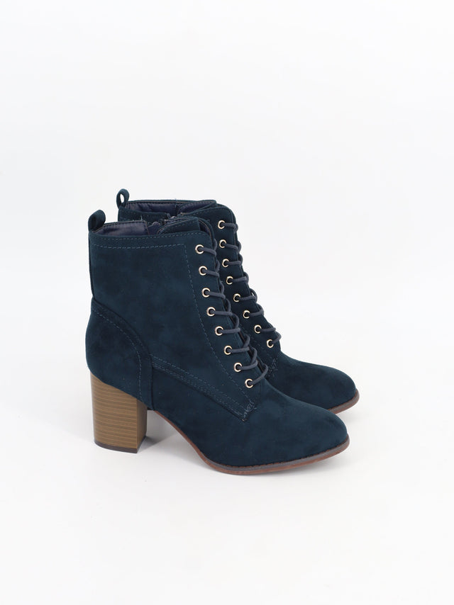 Image for Women's Suede Leather High Heels Ankle Boots,Dark Blue
