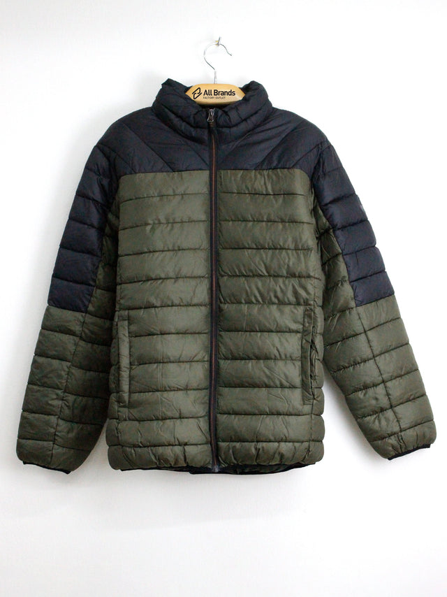 Image for Men's Colorblocked Puffer Jacket,Olive/Black