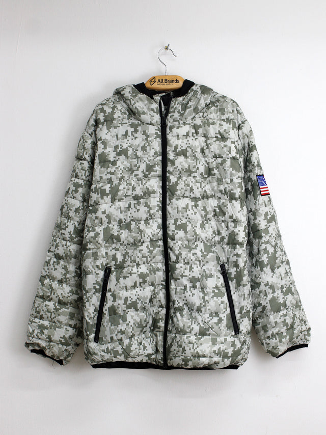 Image for Men's Camo Printed Puffer Jacket,Green